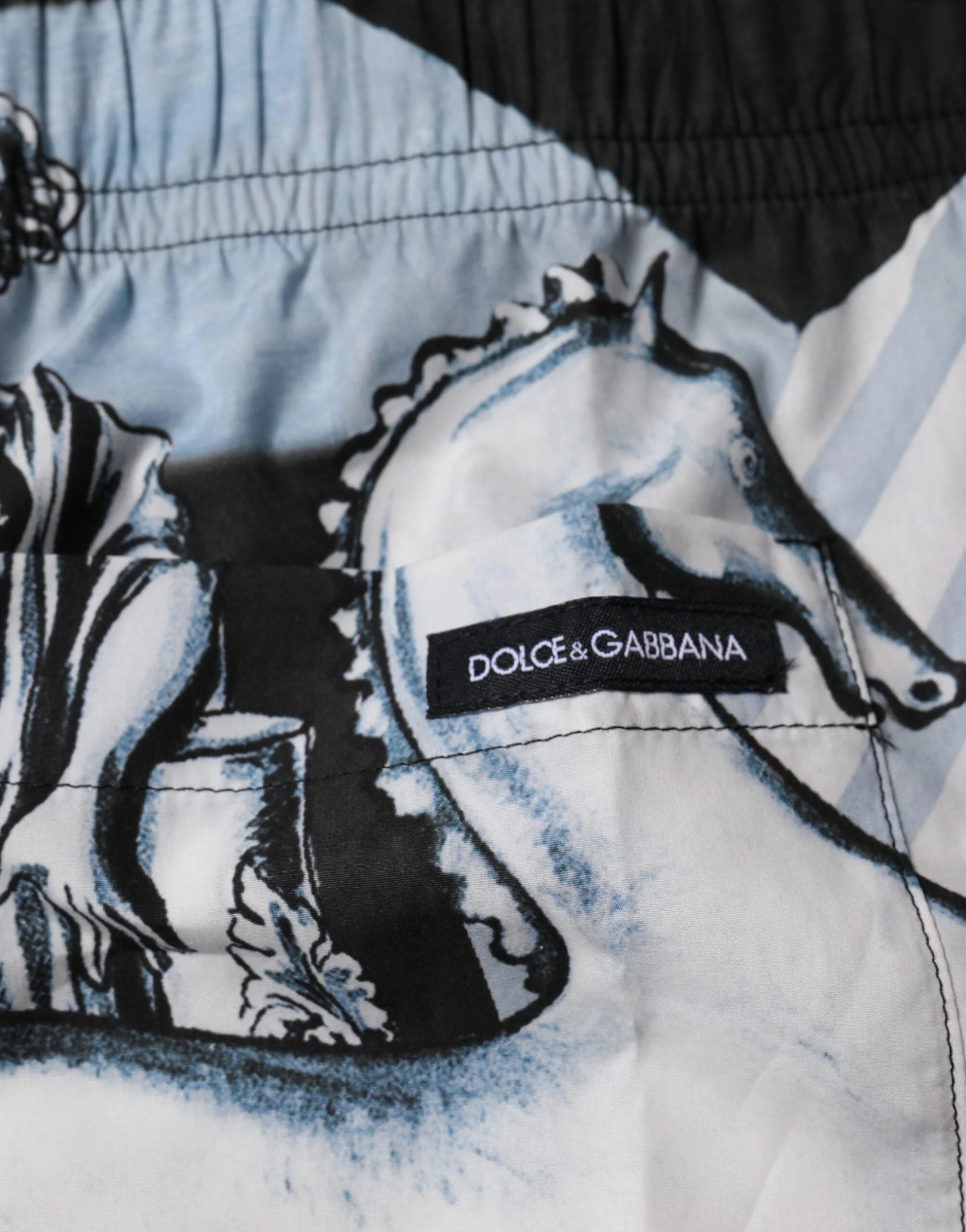 Dolce & Gabbana Blue Statue Print Cotton Mens Shorts - Short Trousers