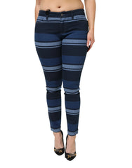 Dolce & Gabbana Blue Striped Cotton Stretch Denim Jeans - IT44 | L
