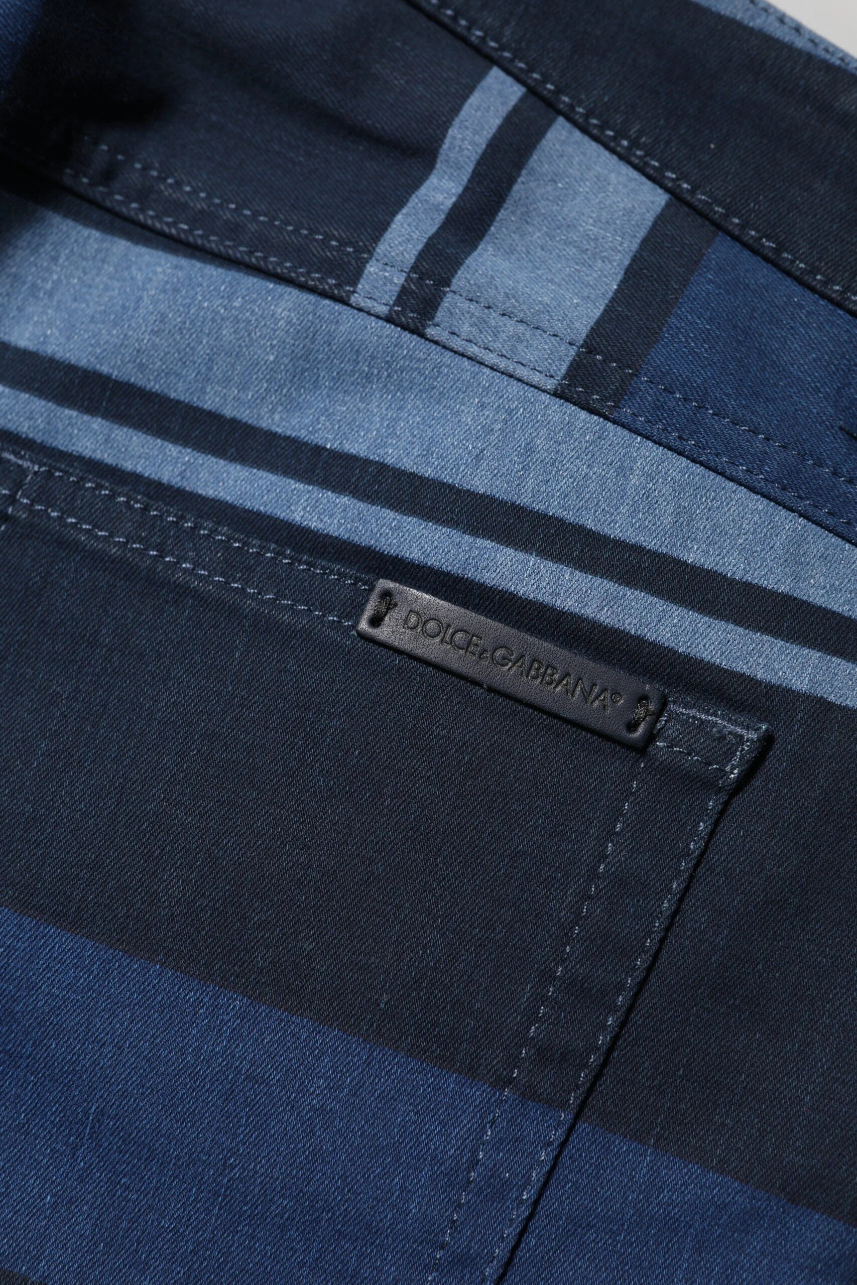 Dolce & Gabbana Blue Striped Cotton Stretch Denim Jeans - IT44 | L