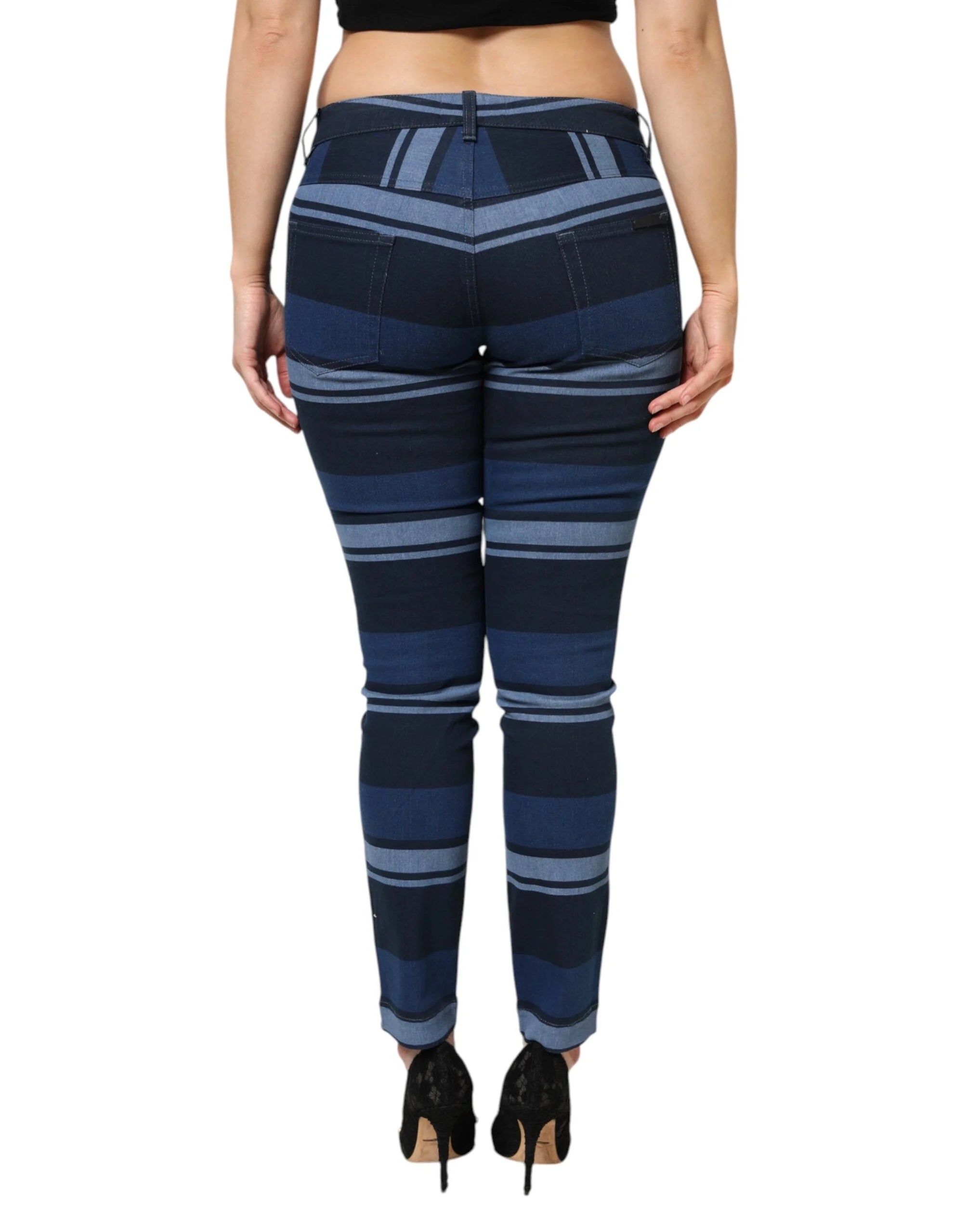 Dolce & Gabbana Blue Striped Cotton Stretch Denim Jeans - IT44 | L