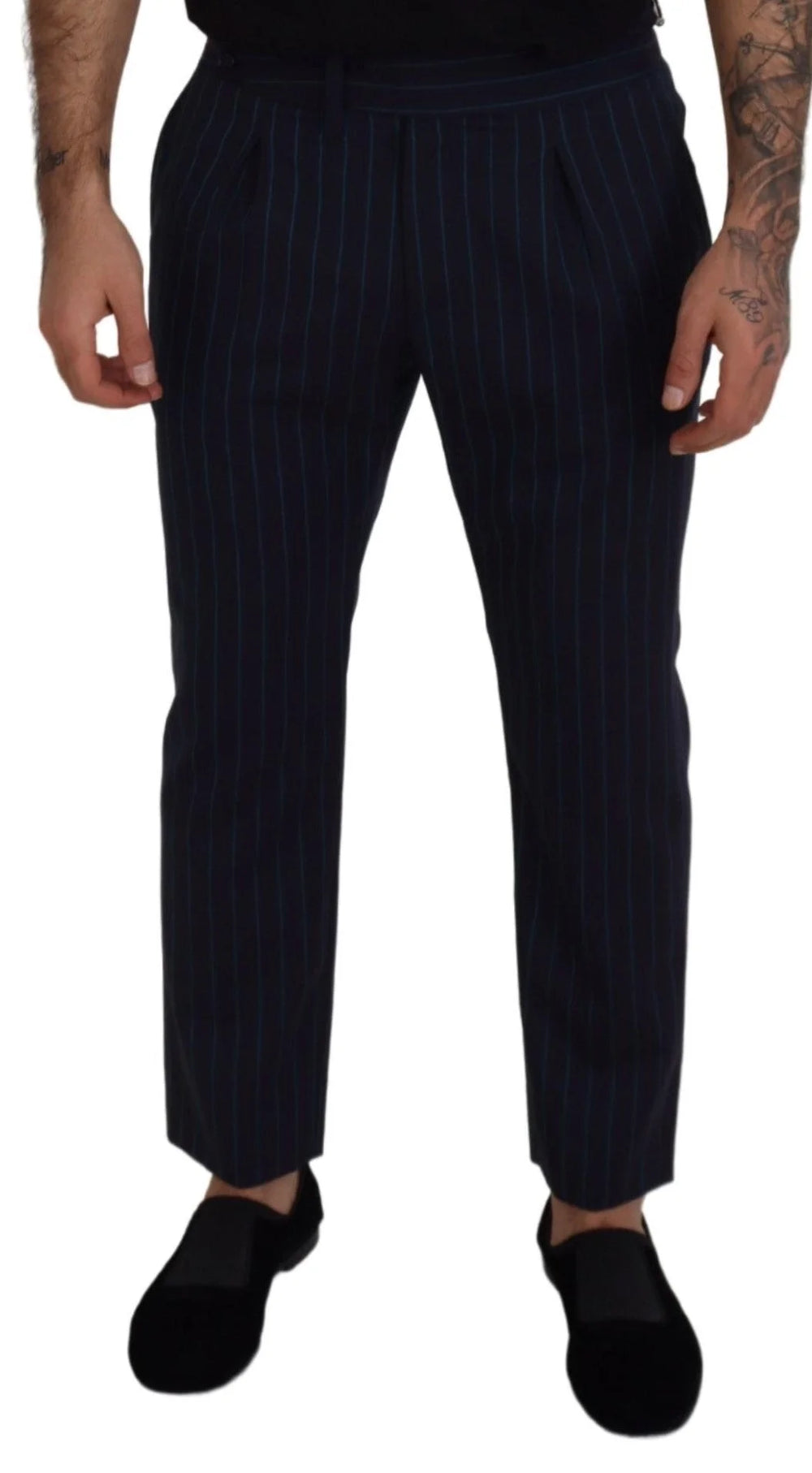 Dolce & Gabbana Blue Striped Men Formal Pants - IT50 | L