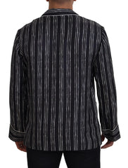 Dolce & Gabbana Blue Striped Silk Pajama Shirt Jacket - IT4 | S - Loungewear Tops