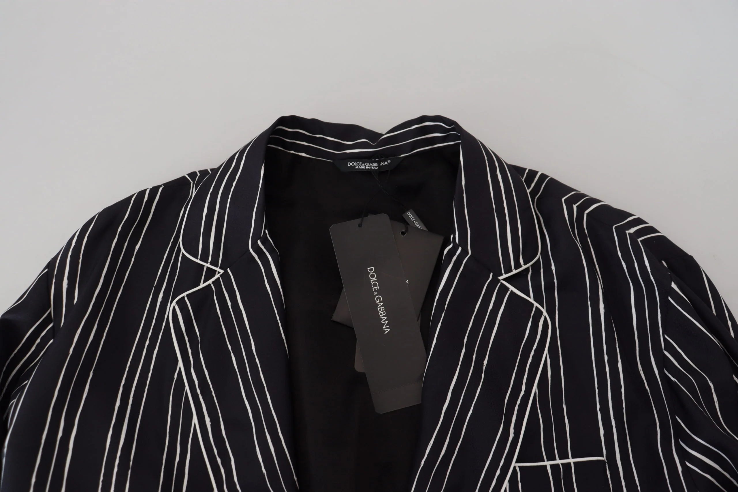 Dolce & Gabbana Blue Striped Silk Pajama Shirt Jacket - IT4 | S - Loungewear Tops