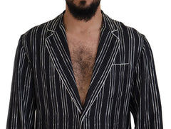 Dolce & Gabbana Blue Striped Silk Pajama Shirt Jacket - IT4 | S - Loungewear Tops