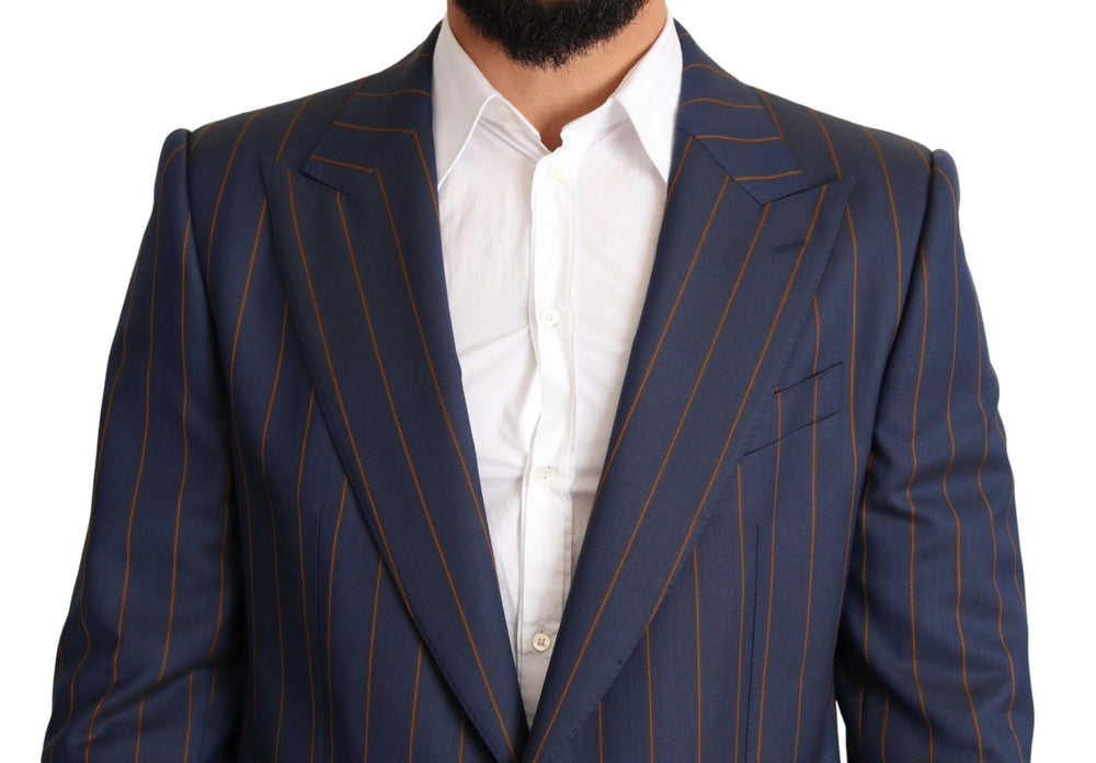 Dolce & Gabbana Blue Striped Wool Slim Fit Blazer Jacket - IT54 | XL - Sport Jackets