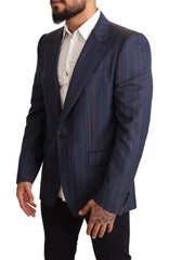 Dolce & Gabbana Blue Striped Wool Slim Fit Blazer Jacket - IT54 | XL - Sport Jackets