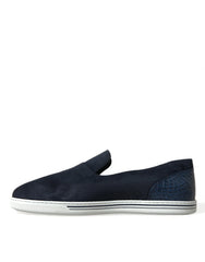 Dolce & Gabbana Blue Suede Caiman Loafers Saint Tropez Shoes - EU39/US6