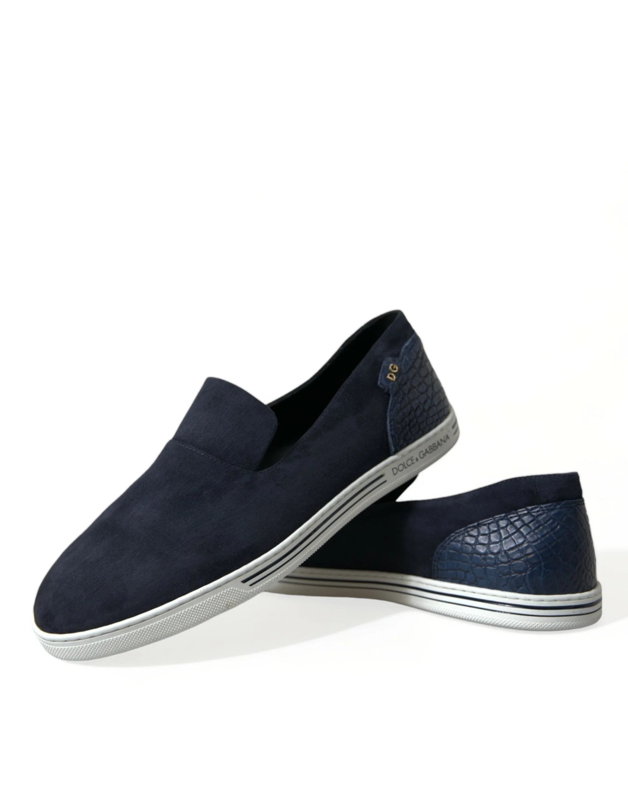 Dolce & Gabbana Blue Suede Caiman Loafers Saint Tropez Shoes - EU39/US6