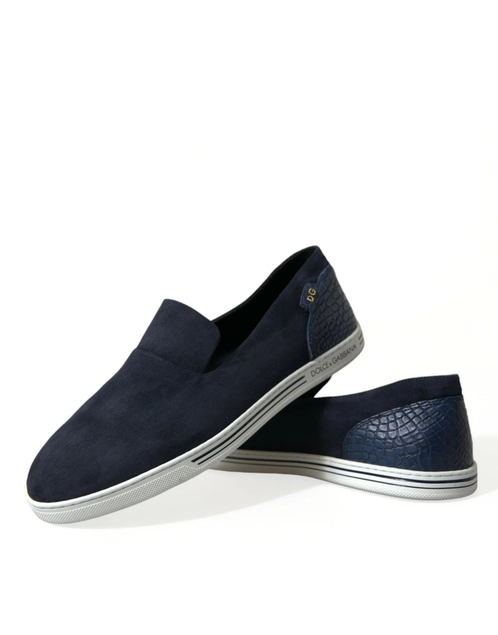 Dolce & Gabbana Blue Suede Caiman Loafers Saint Tropez Shoes - EU39/US6
