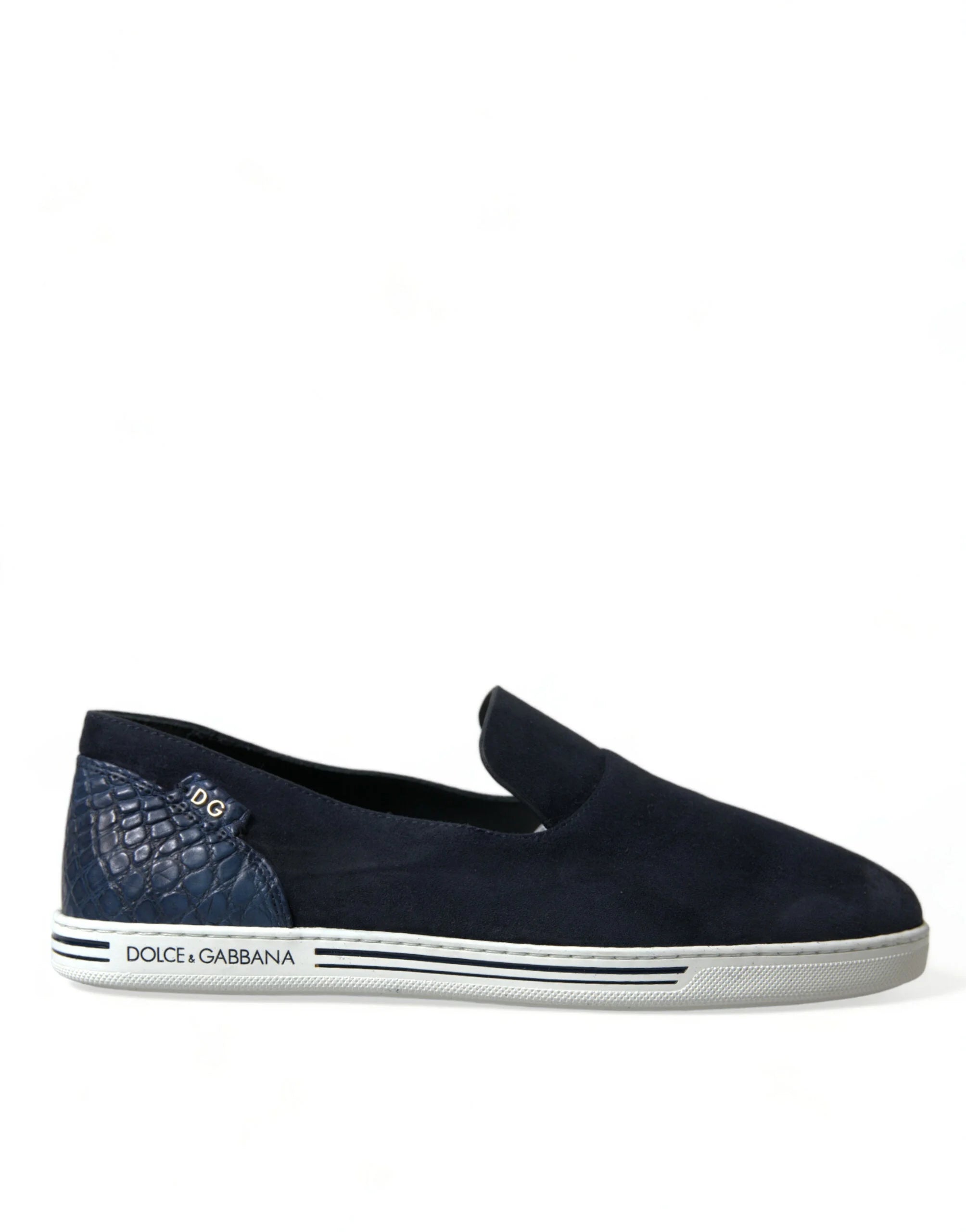 Dolce & Gabbana Blue Suede Caiman Loafers Saint Tropez Shoes - EU39/US6