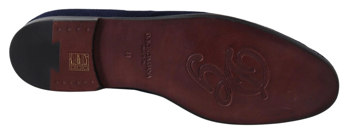 Dolce & Gabbana Blue Suede Caiman Loafers Slippers Shoes - EU39.5/US6.5