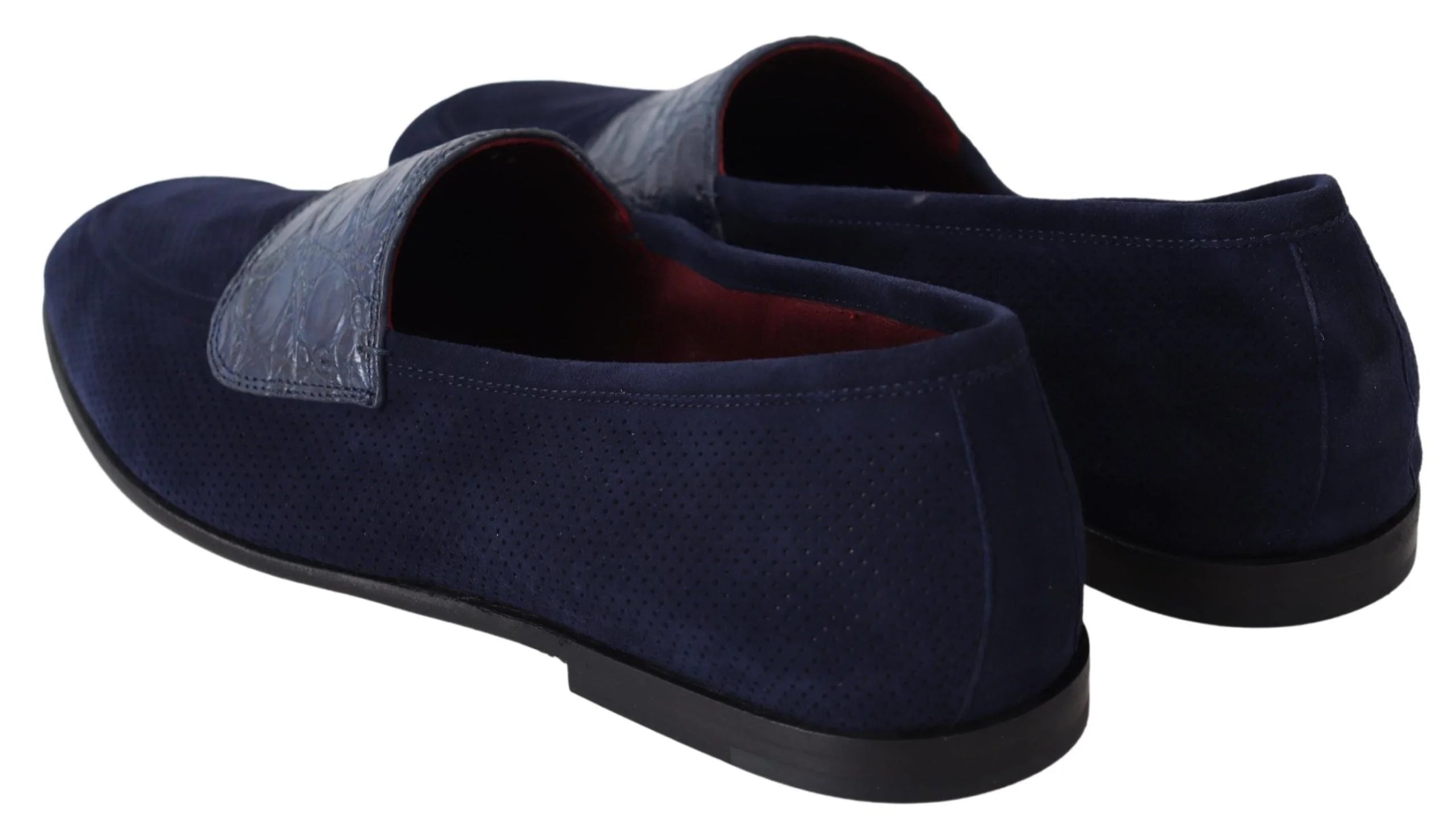 Dolce & Gabbana Blue Suede Caiman Loafers Slippers Shoes - EU39.5/US6.5 - Flats