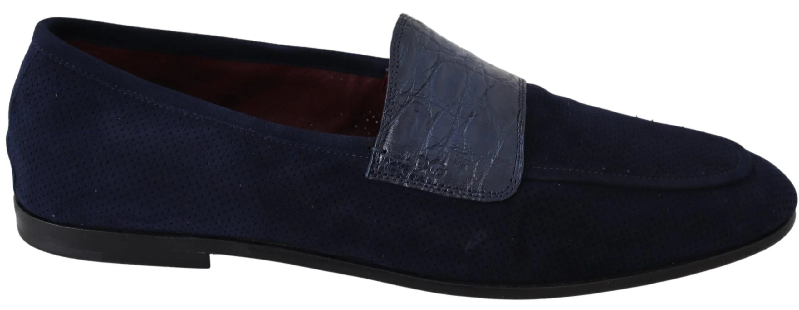 Dolce & Gabbana Blue Suede Caiman Loafers Slippers Shoes - EU39.5/US6.5