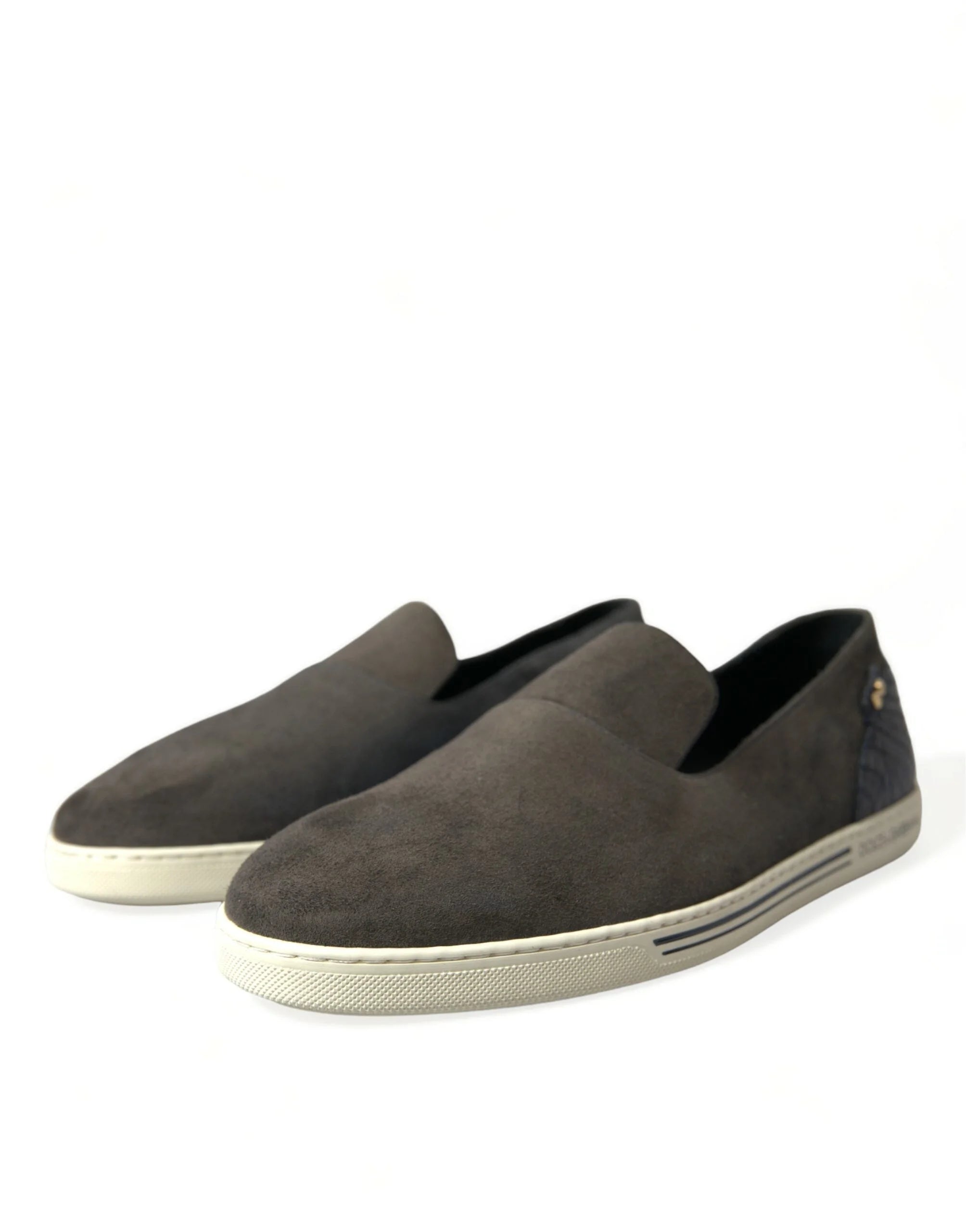 Dolce & Gabbana Blue Suede Caiman Men Loafers Slippers Shoes - EU41/US8