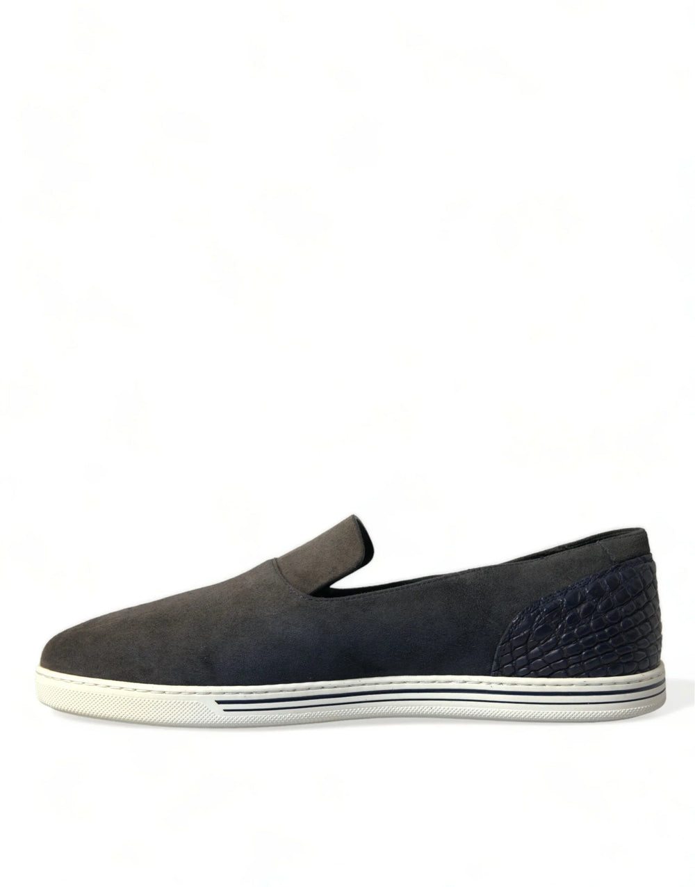Dolce & Gabbana Blue Suede Caiman Men Loafers Slippers Shoes - EU41/US8