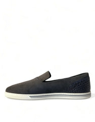 Dolce & Gabbana Blue Suede Caiman Men Loafers Slippers Shoes - EU41/US8