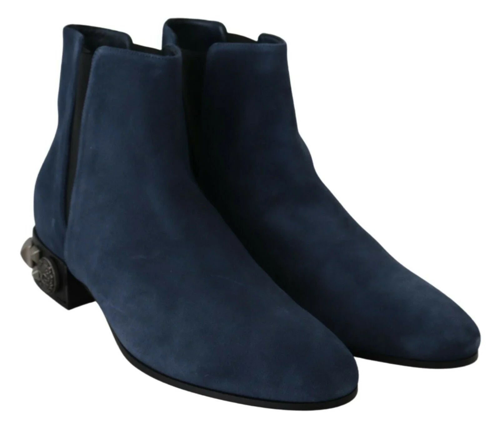 Dolce & Gabbana Blue Suede Embellished Studded Boots Shoes - EU38.5/US8