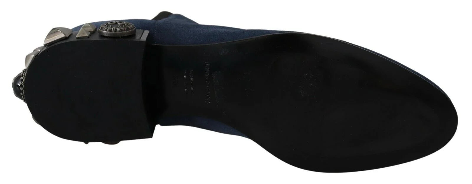 Dolce & Gabbana Blue Suede Embellished Studded Boots Shoes - EU38.5/US8