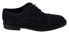 Dolce & Gabbana Blue Suede Leather Derby Studded Shoes - EU44/US11 - Shoes