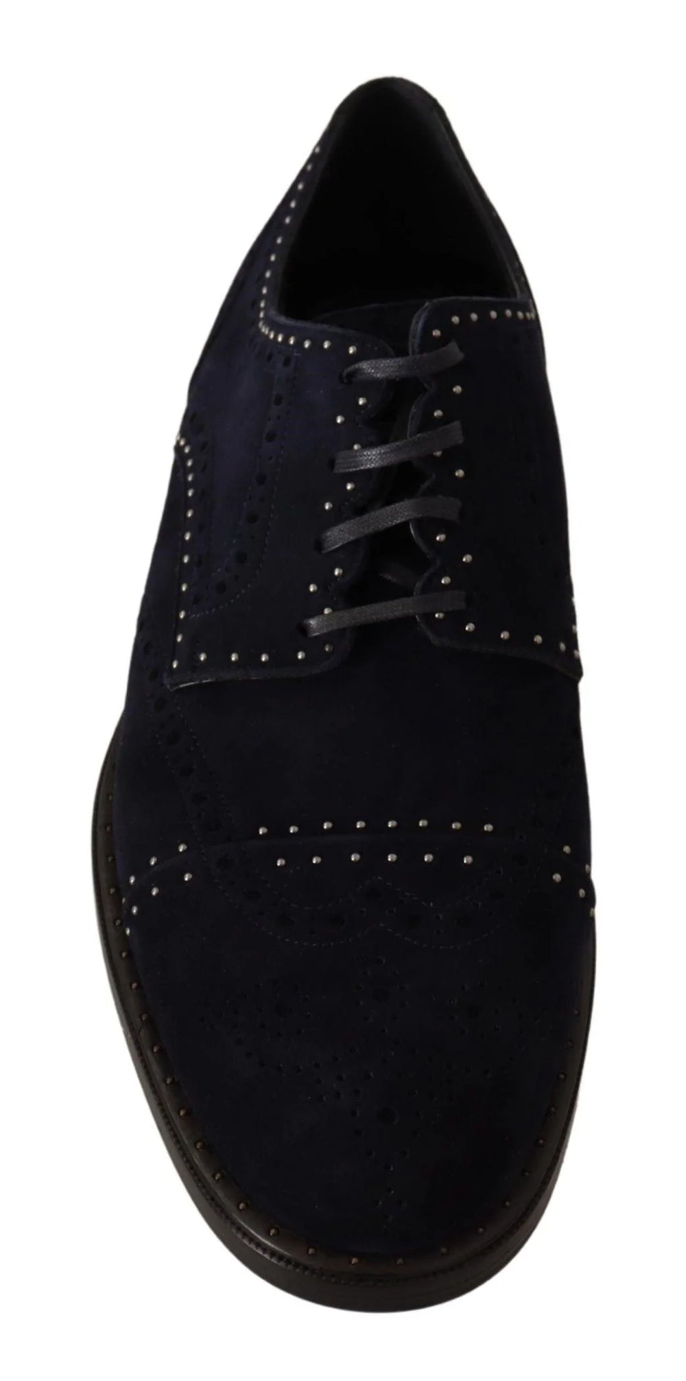 Dolce & Gabbana Blue Suede Leather Derby Studded Shoes - EU44/US11