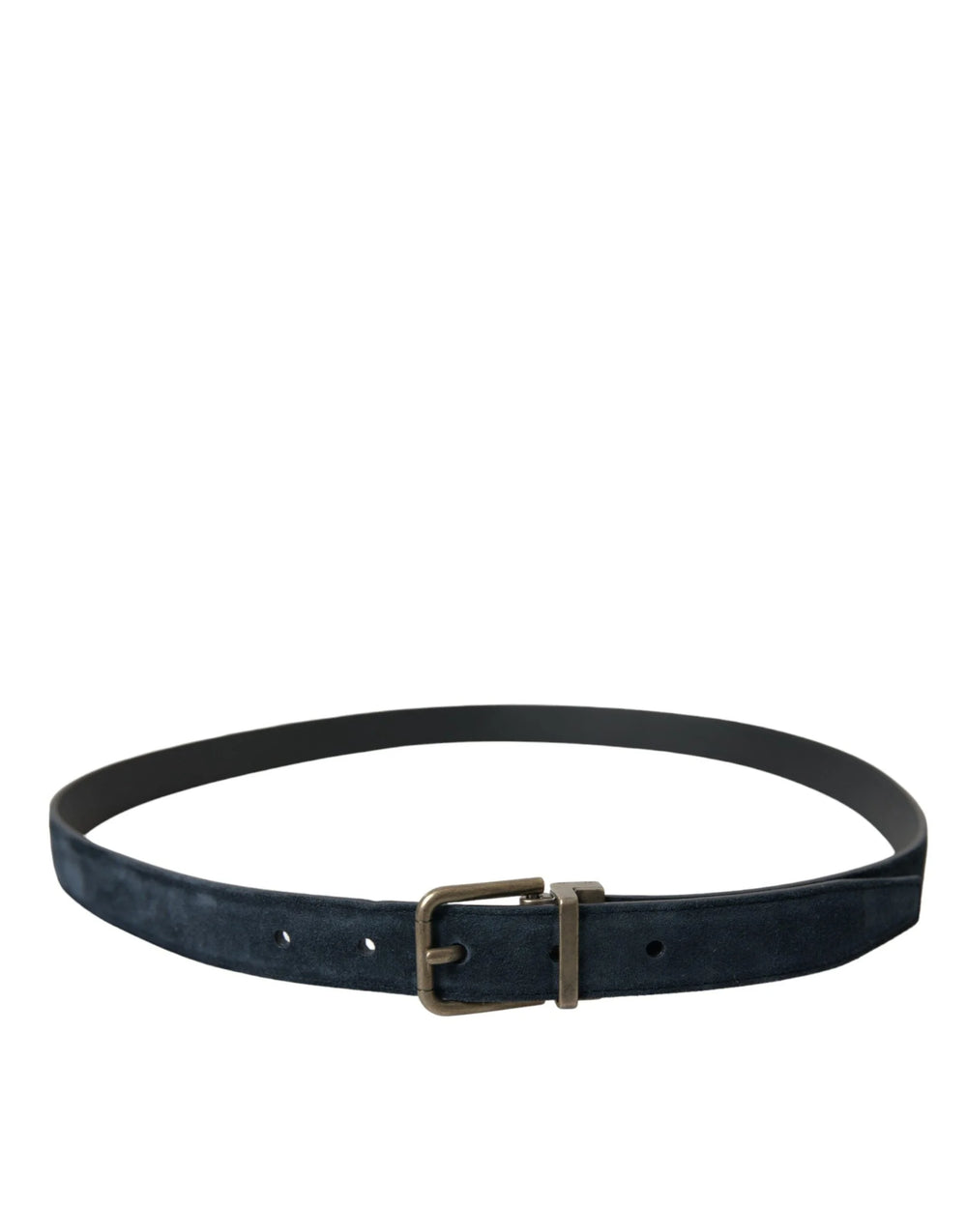 Dolce & Gabbana Blue Suede Leather Gold Metal Buckle Belt - Belts