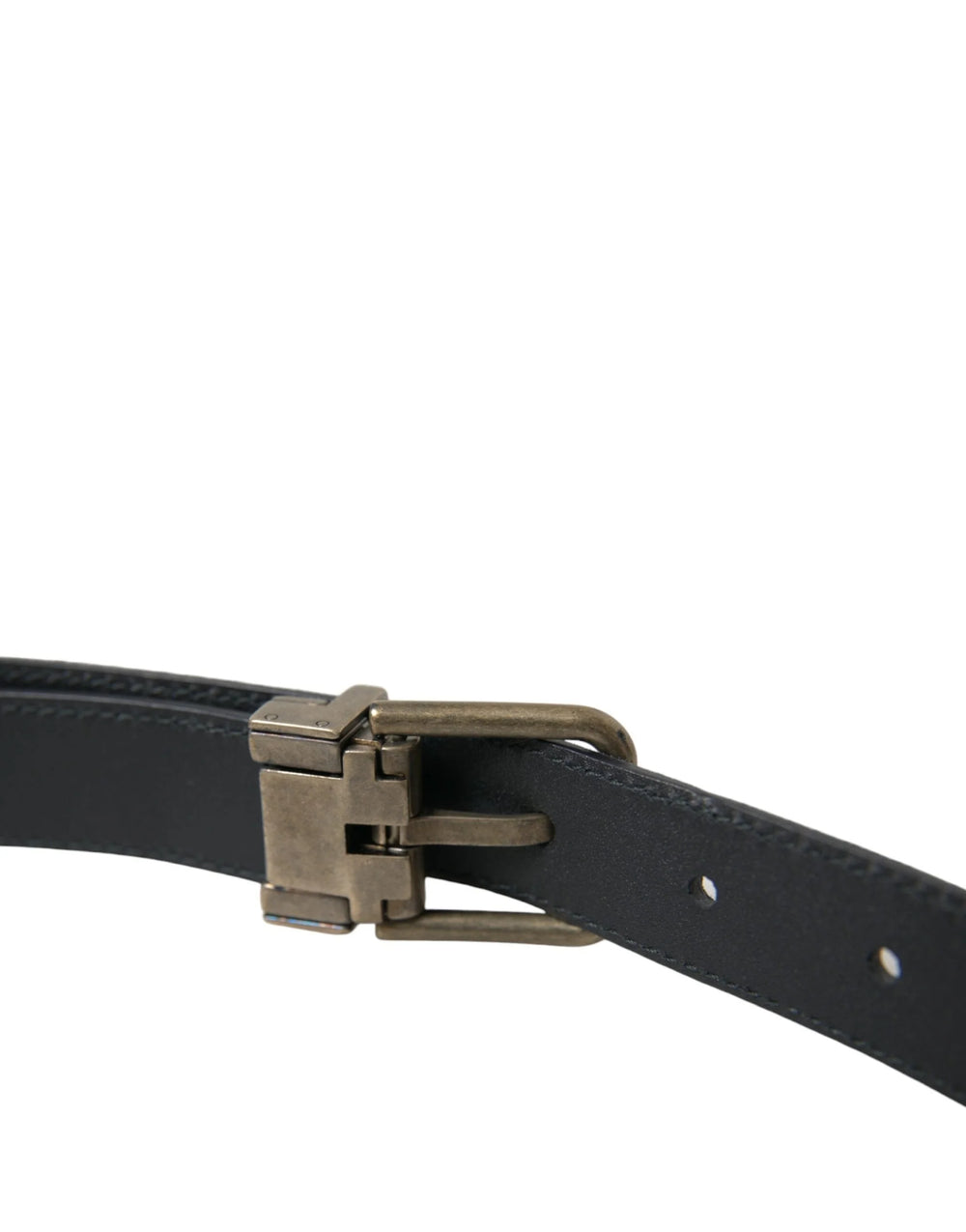 Dolce & Gabbana Blue Suede Leather Gold Metal Buckle Belt - Belts