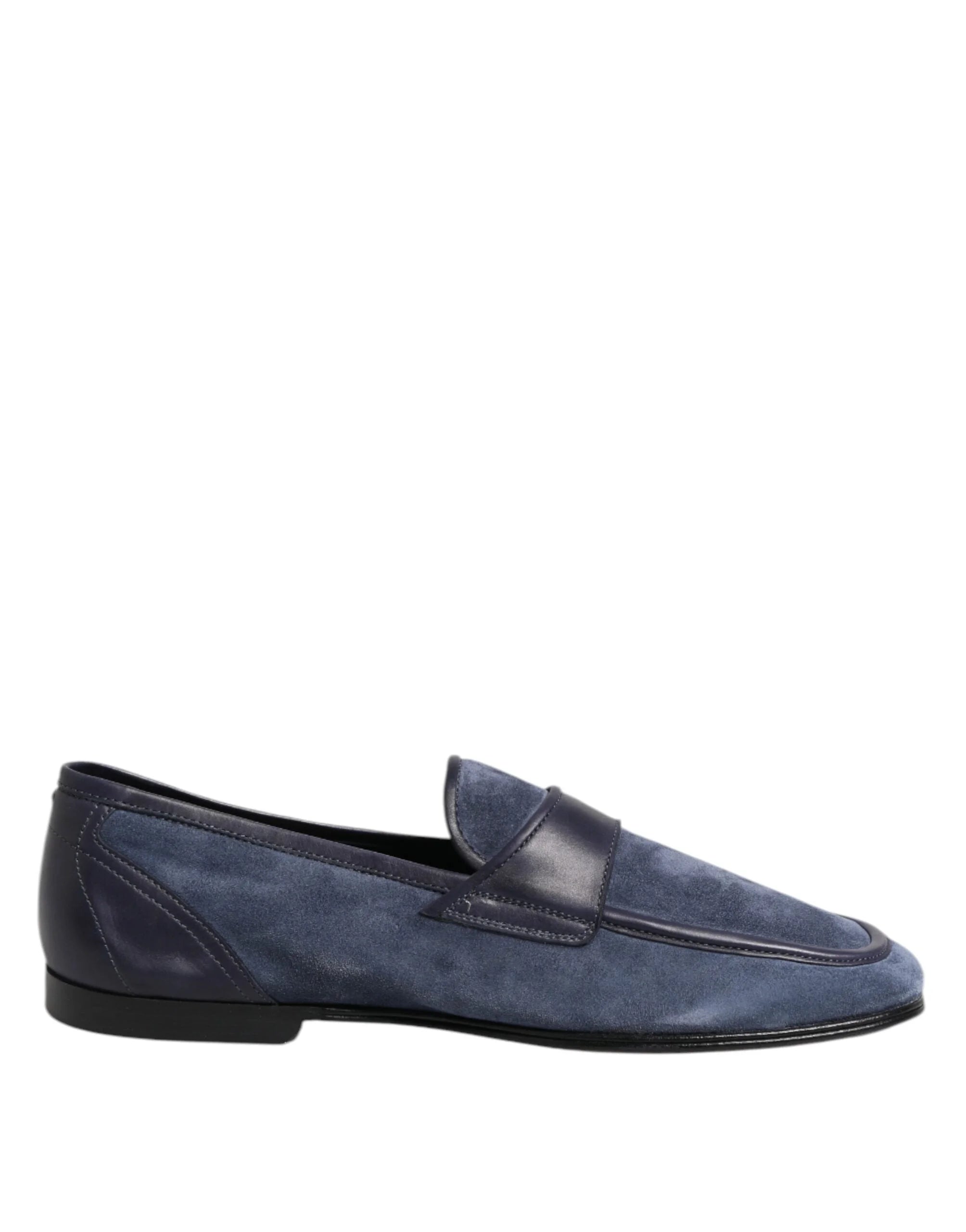Detailed view of the fine stitching and soft texture of the 100% calfskin suede on Dolce & Gabbana shoes.