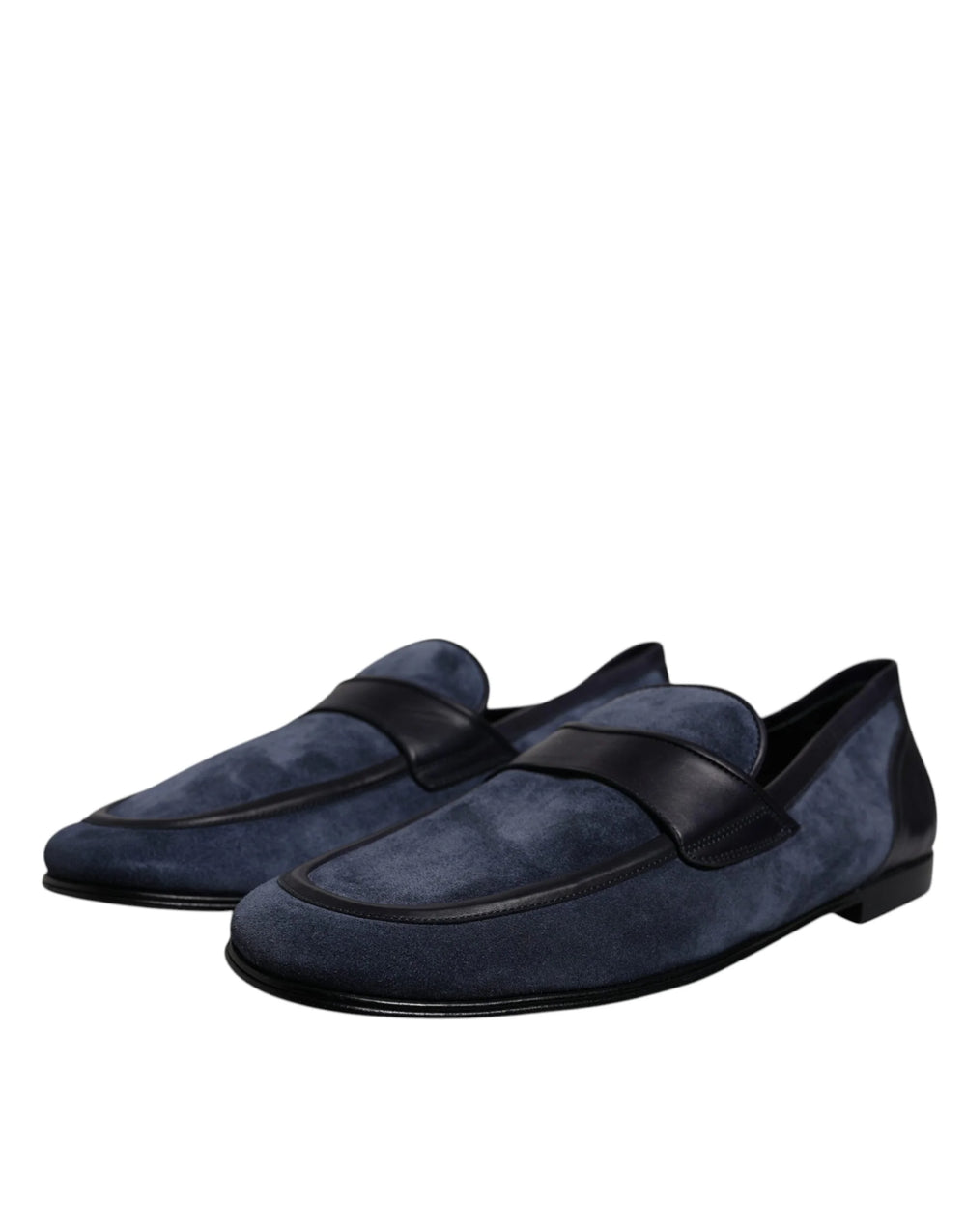 Dolce & Gabbana Blue Suede Leather Shoes Loafer Moccasin Shoes - EU43/US10 - Flats