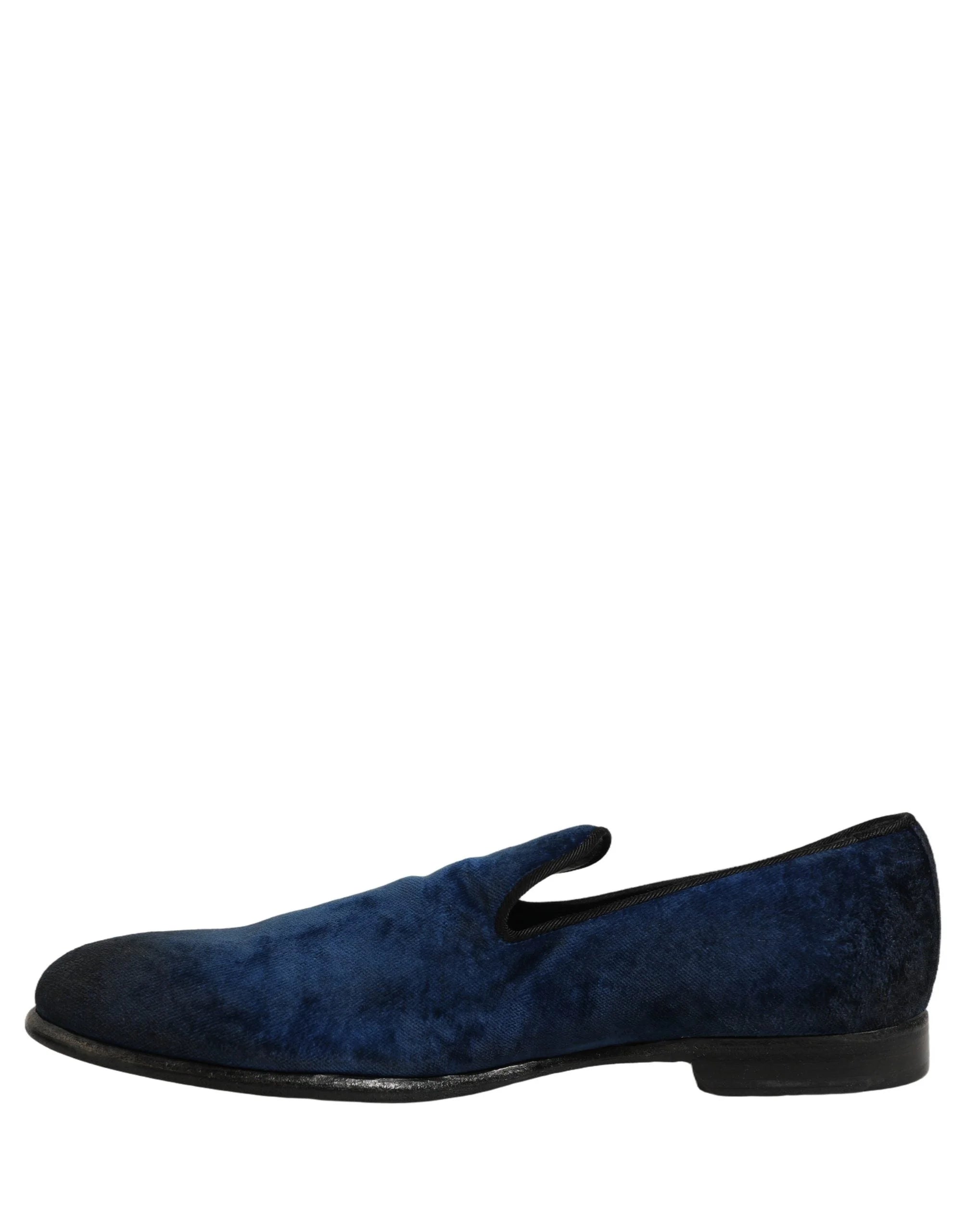 Dolce & Gabbana Blue Suede Slip On Men Slippers Loafers Shoes - EU44/US11