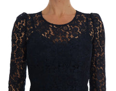 Dolce & Gabbana Blue Taormina Floral Lace Sheath Dress - IT40|S - Dresses