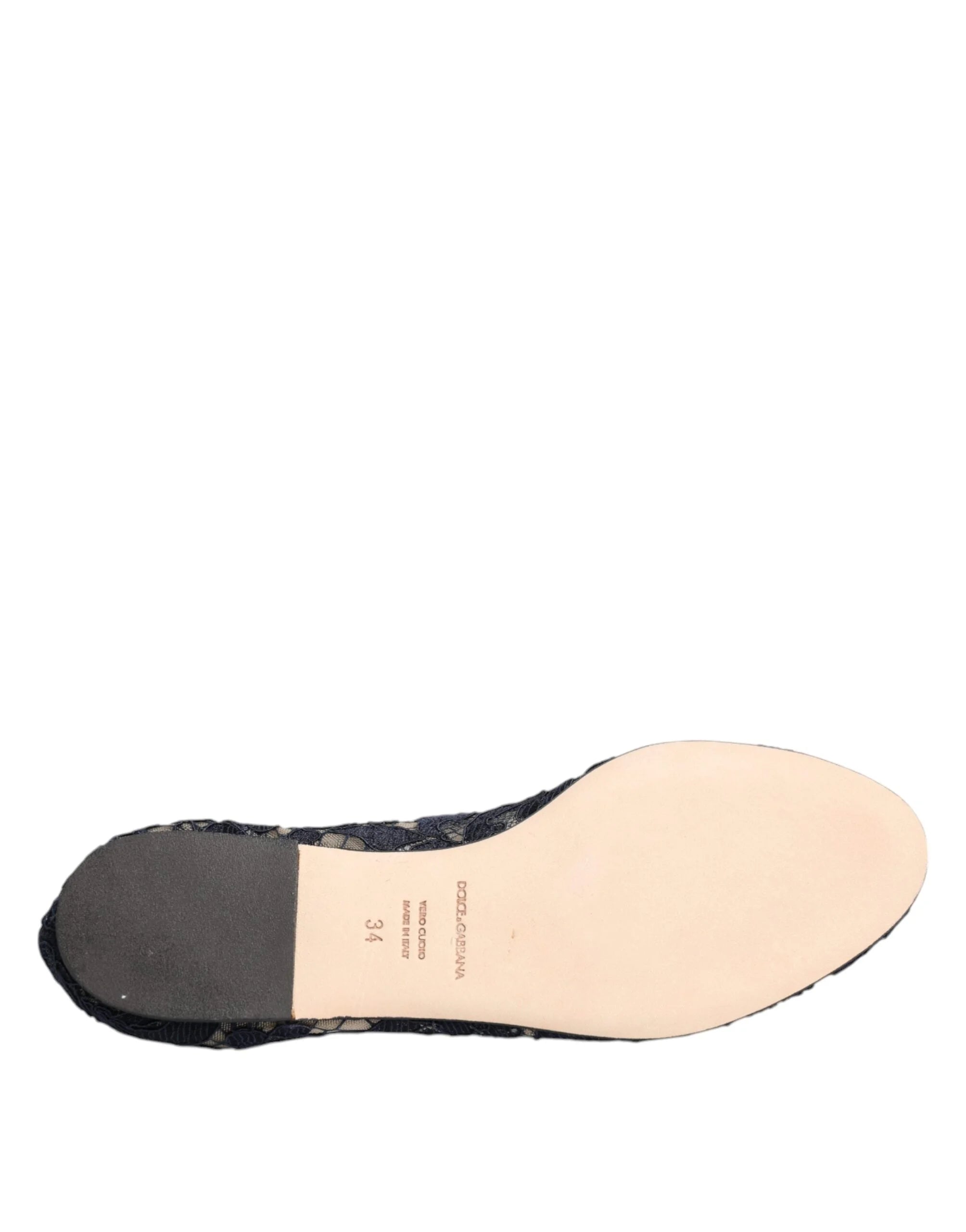 Dolce & Gabbana Blå Taormina Blondekrystal Ballerinasko - EU34/US4.5