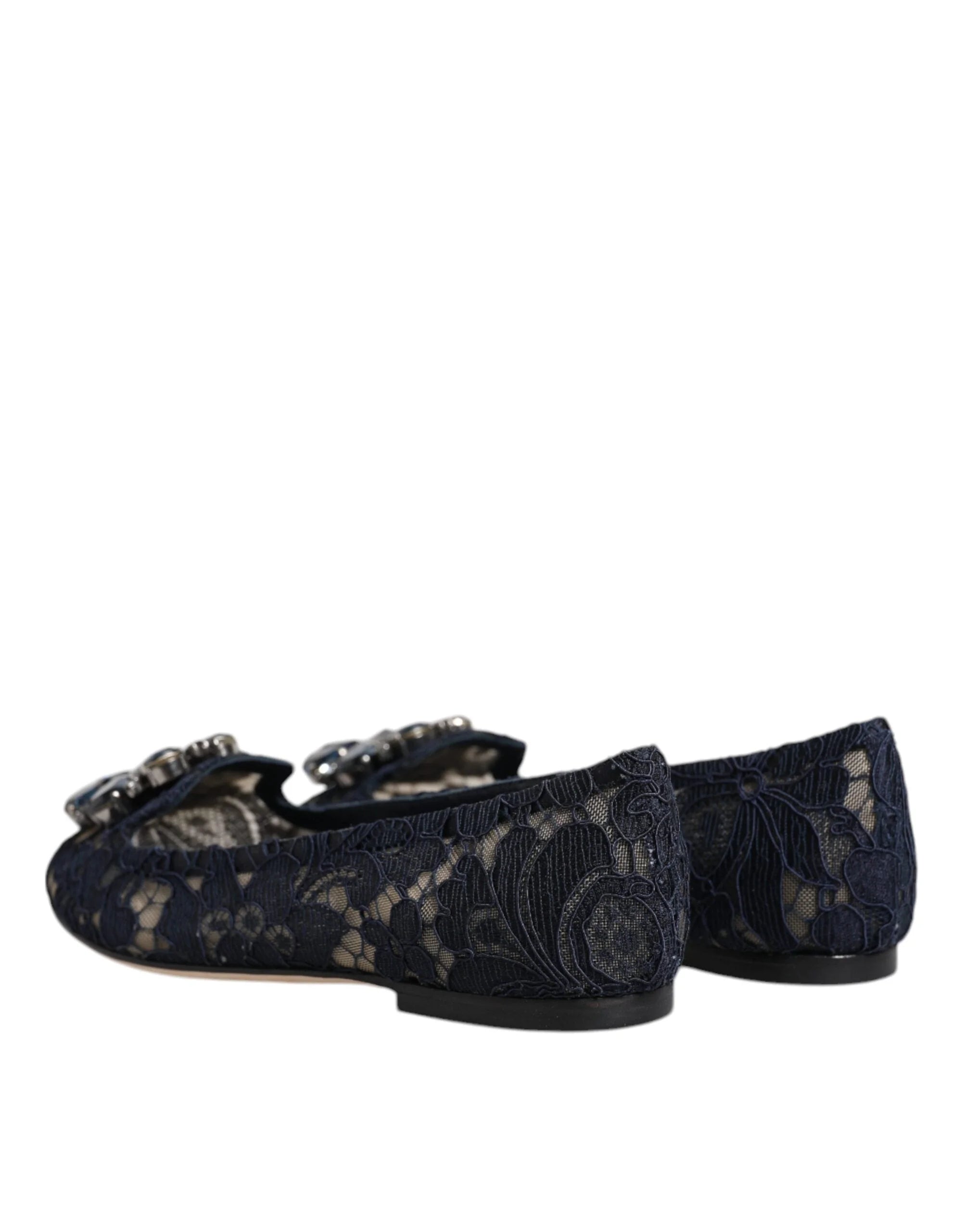 Dolce & Gabbana Blue Taormina Lace Crystals Flats Shoes - EU34/US4.5 - Flats