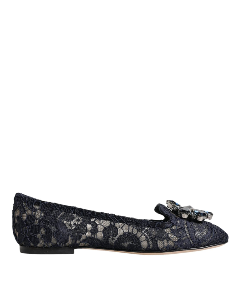 Dolce & Gabbana Blue Taormina Lace Crystals Flats Shoes - EU34/US4.5 - Flats