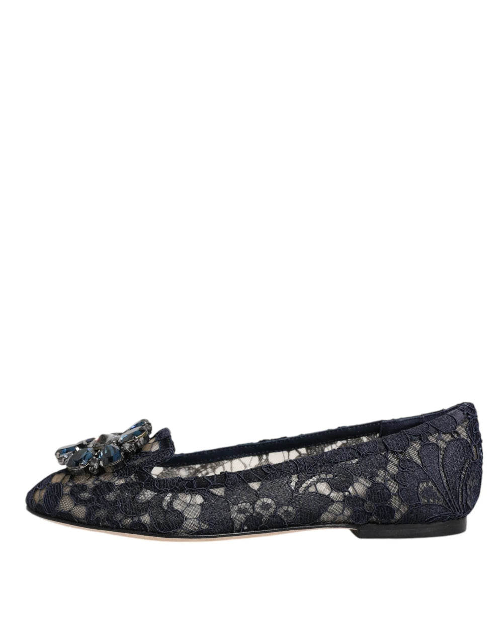 Dolce & Gabbana Blue Taormina Lace Crystals Flats Shoes - EU34/US4.5 - Flats