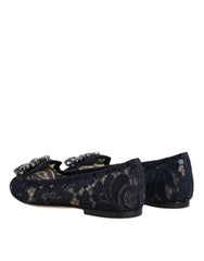 Dolce & Gabbana Blå Taormina Blondekrystal Ballerinasko - EU34/US4.5