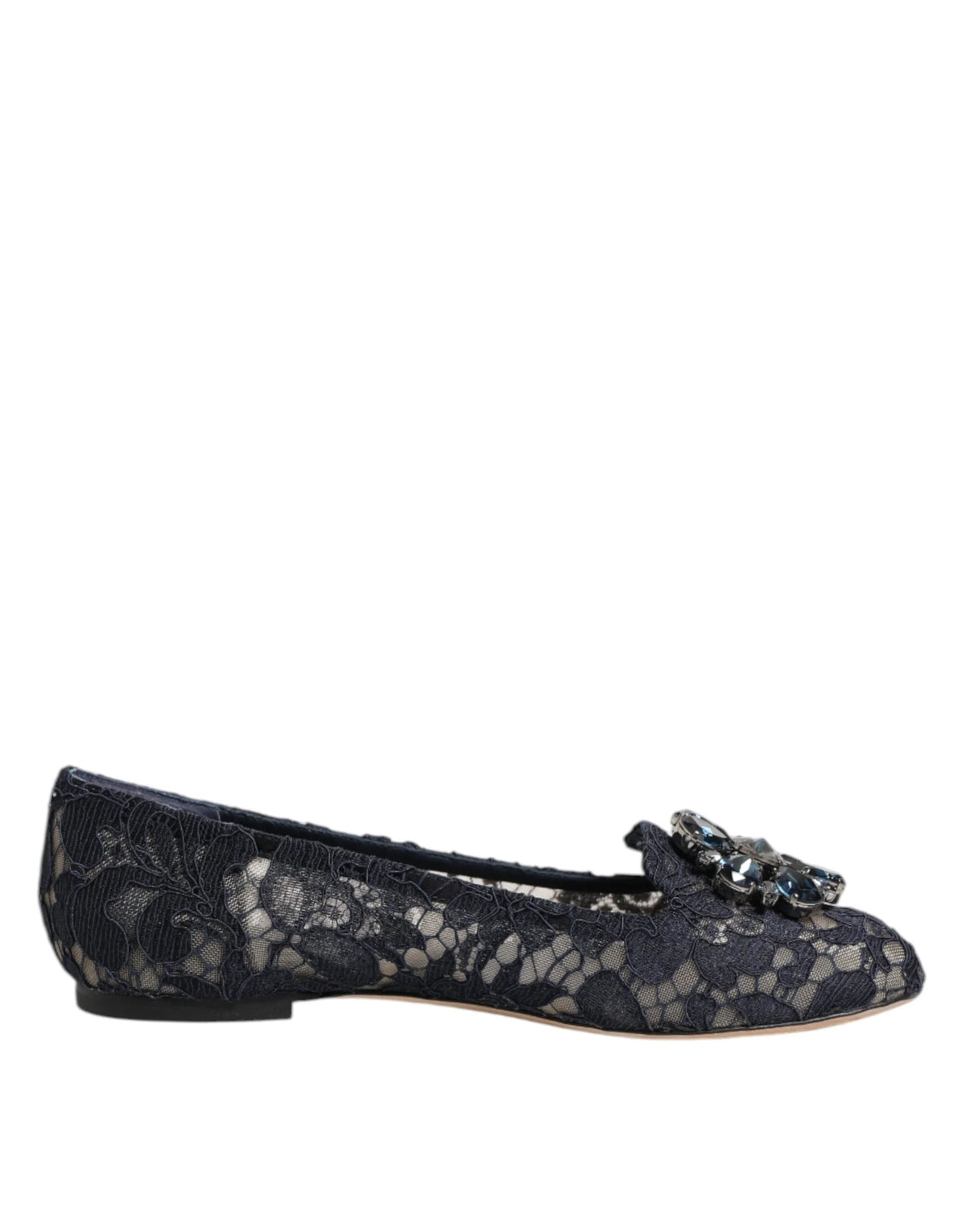Dolce & Gabbana Blue Taormina Lace Crystals Flats Shoes - EU36.5/US6 - Flats