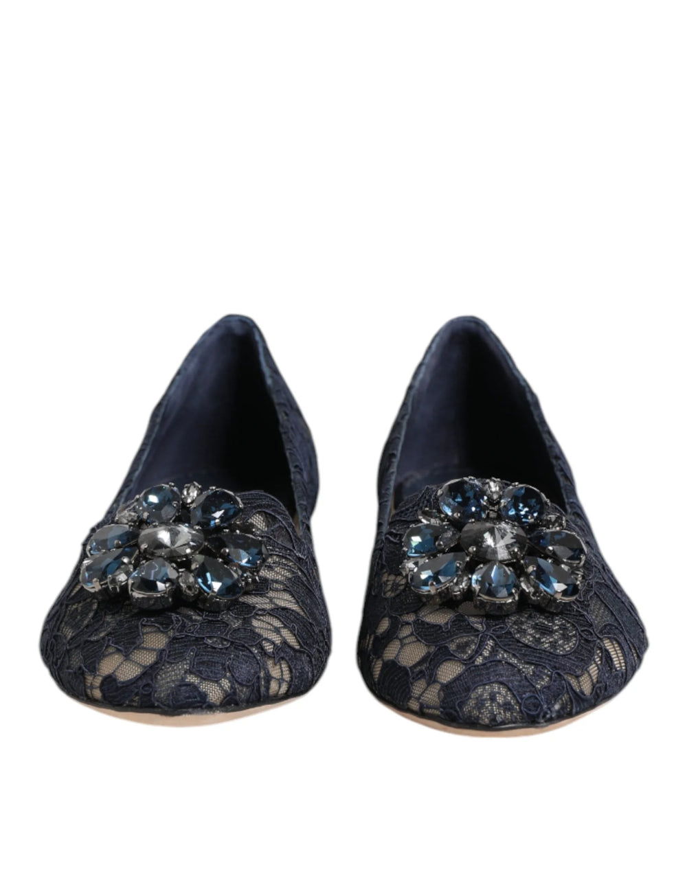 Dolce & Gabbana Blue Taormina Lace Crystals Flats Shoes - EU36.5/US6 - Flats