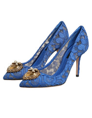 Dolce & Gabbana Blue Taormina Lace DEVOTION Pumps Shoes