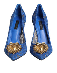 Dolce & Gabbana Blue Taormina Lace DEVOTION Pumps Shoes