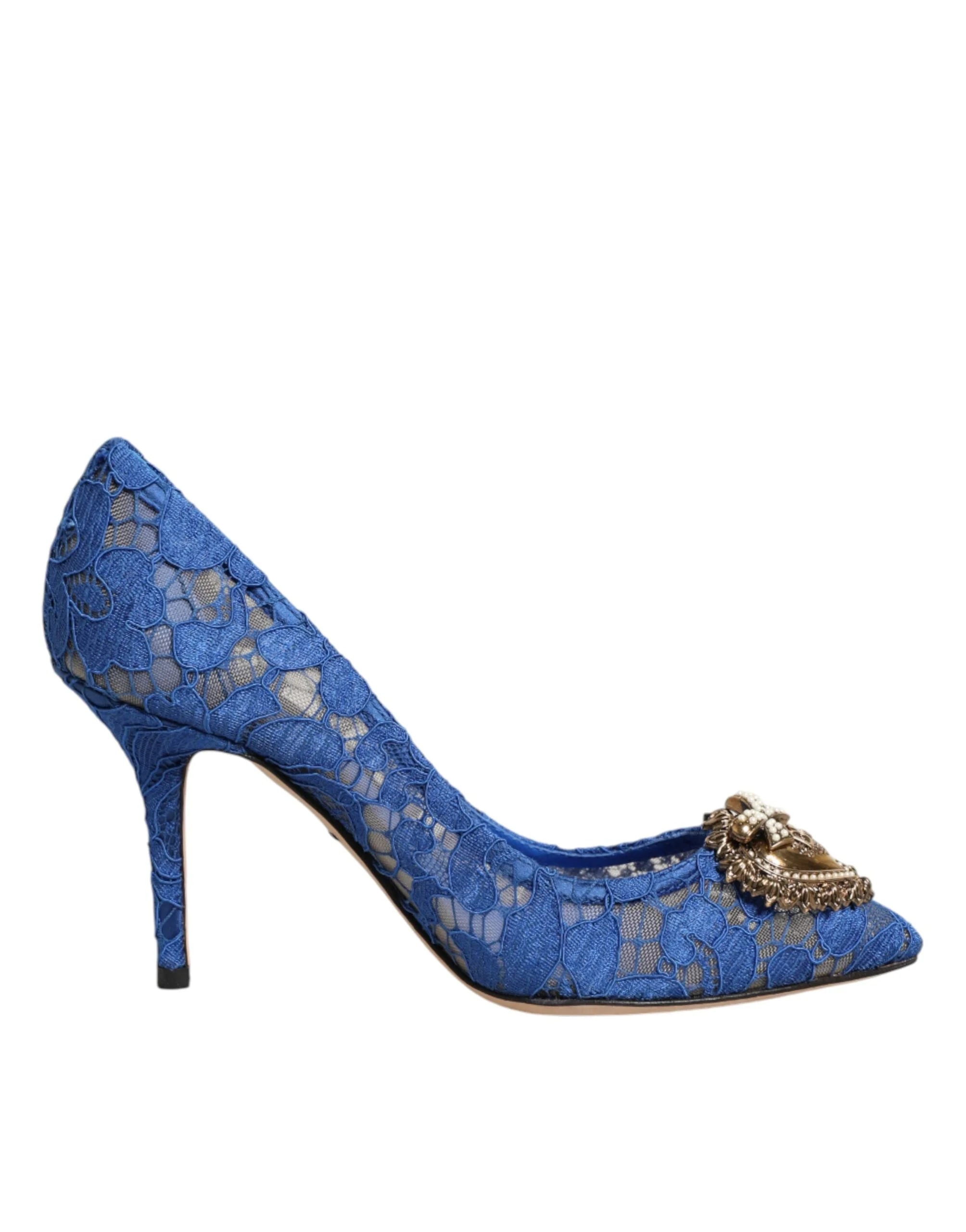 Dolce & Gabbana Blue Taormina Lace DEVOTION Pumps Shoes \ Heels