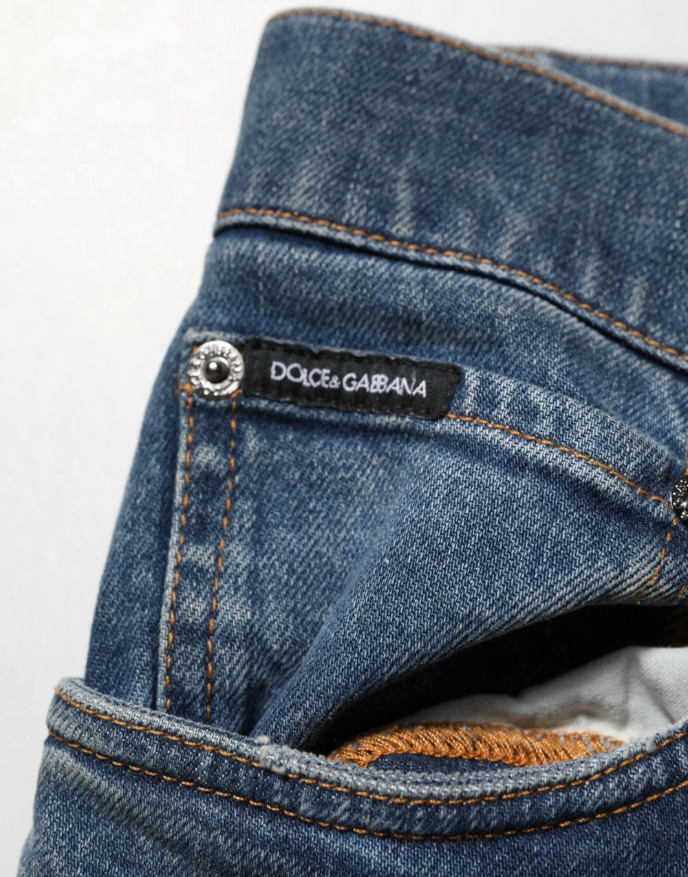 Dolce & Gabbana Blue Tattered Cotton Skinny Men Denim Jeans - IT48 | M