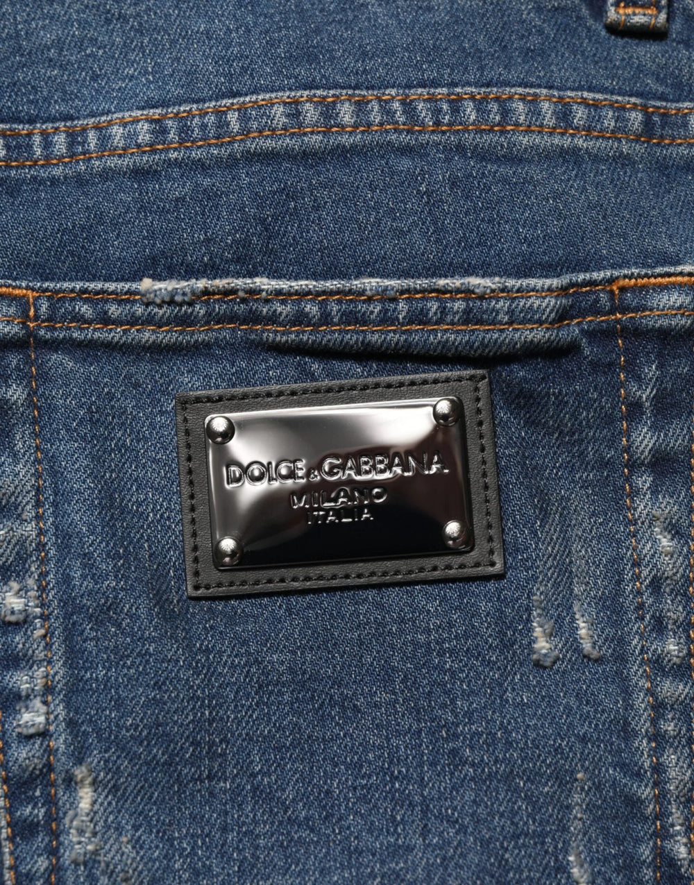 Dolce & Gabbana Blue Tattered Cotton Skinny Men Denim Jeans - IT48 | M