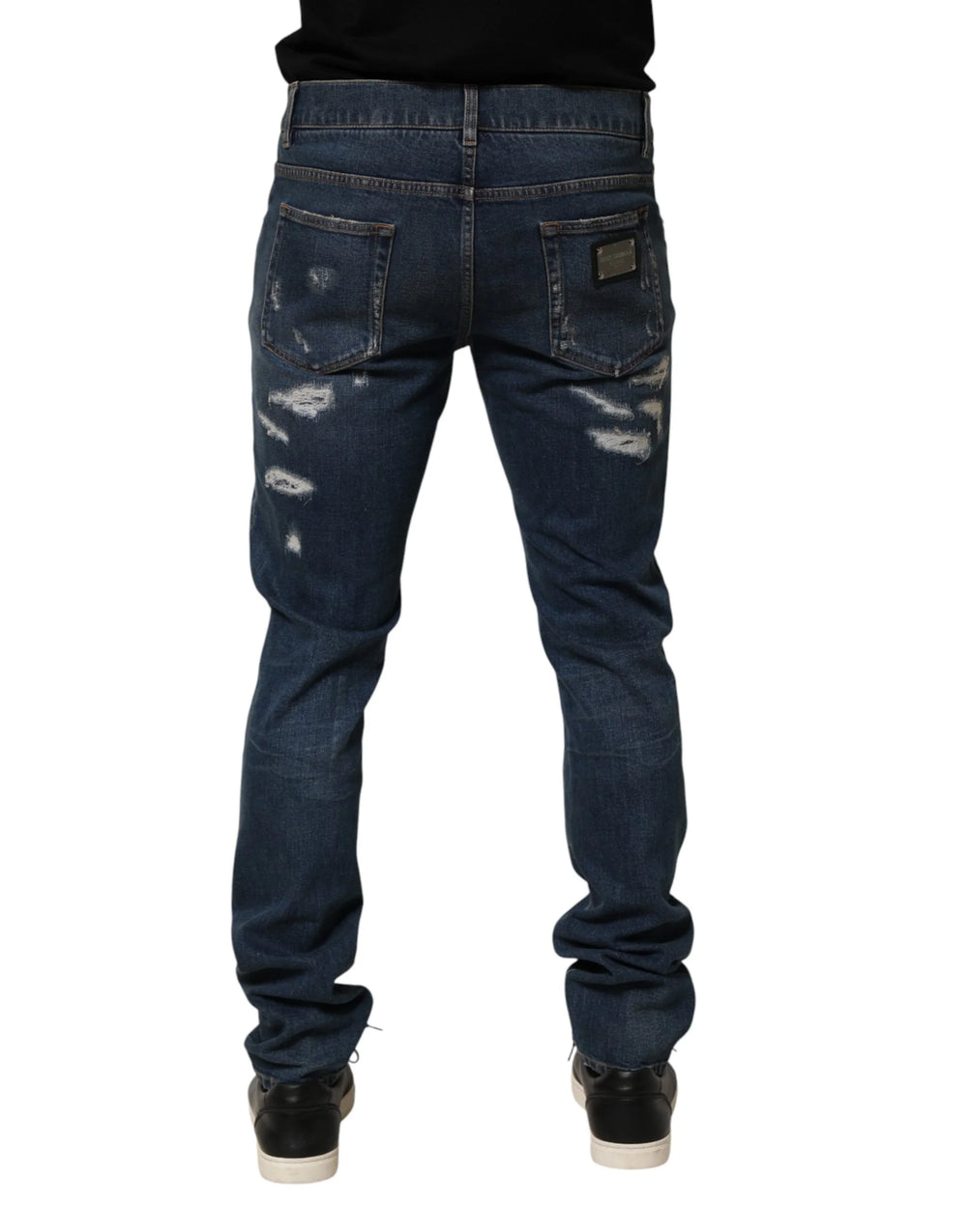 Dolce & Gabbana Blue Tattered Cotton Skinny Men Denim Jeans - IT48 | M - Jeans