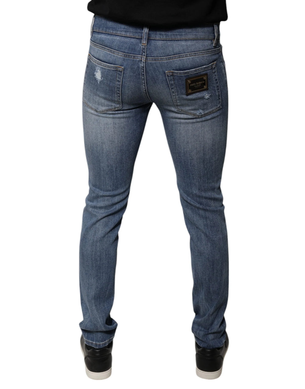 Dolce & Gabbana Blue Tattered Cotton Stretch Skinny Denim Jeans - IT46 | S - Jeans