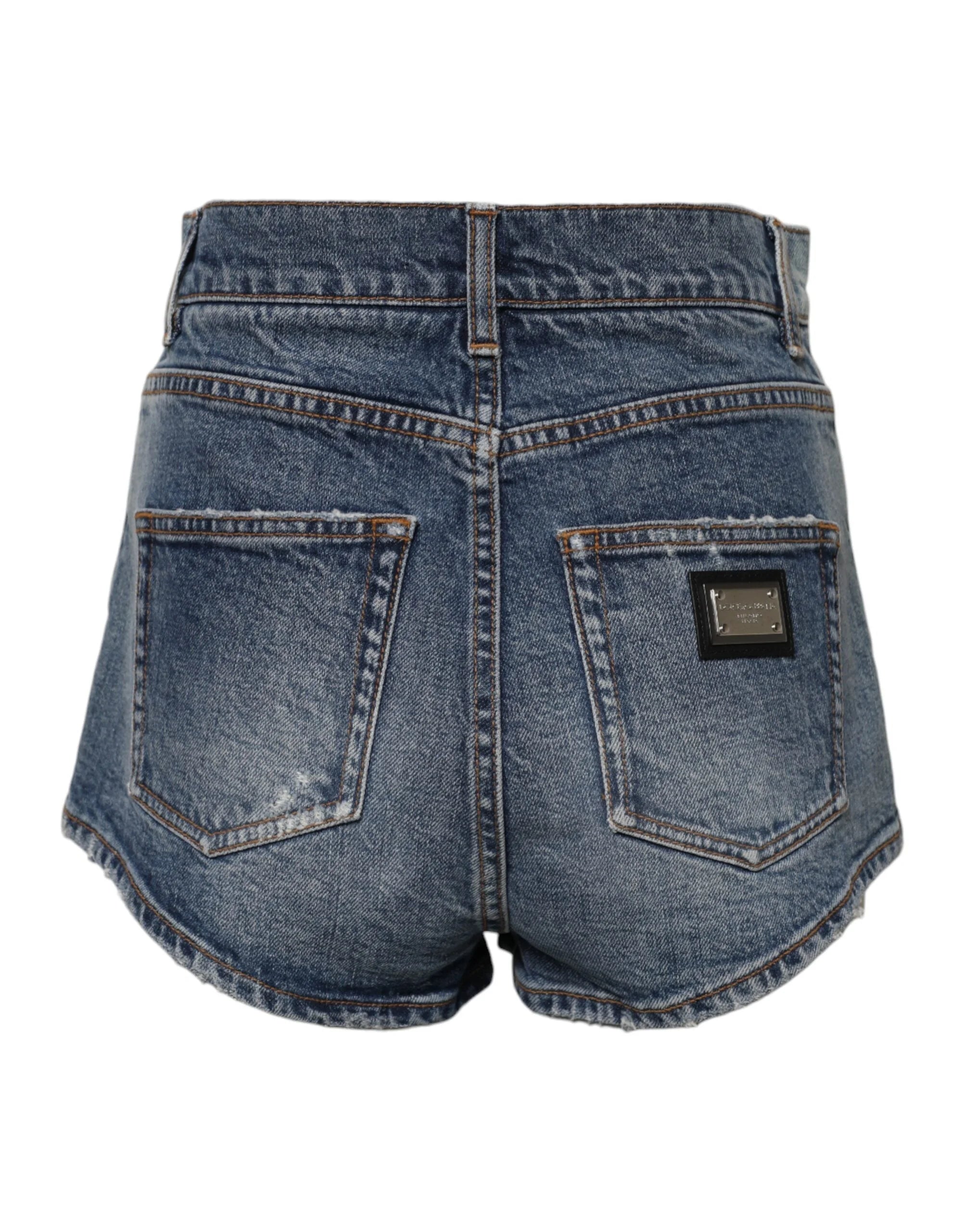 Dolce & Gabbana Blue Tattered Denim Cotton Hot Pants Shorts - IT40|S - Denim Shorts