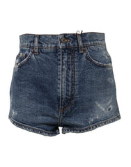 Dolce & Gabbana Blue Tattered Denim Cotton Hot Pants Shorts - IT40|S - Denim Shorts