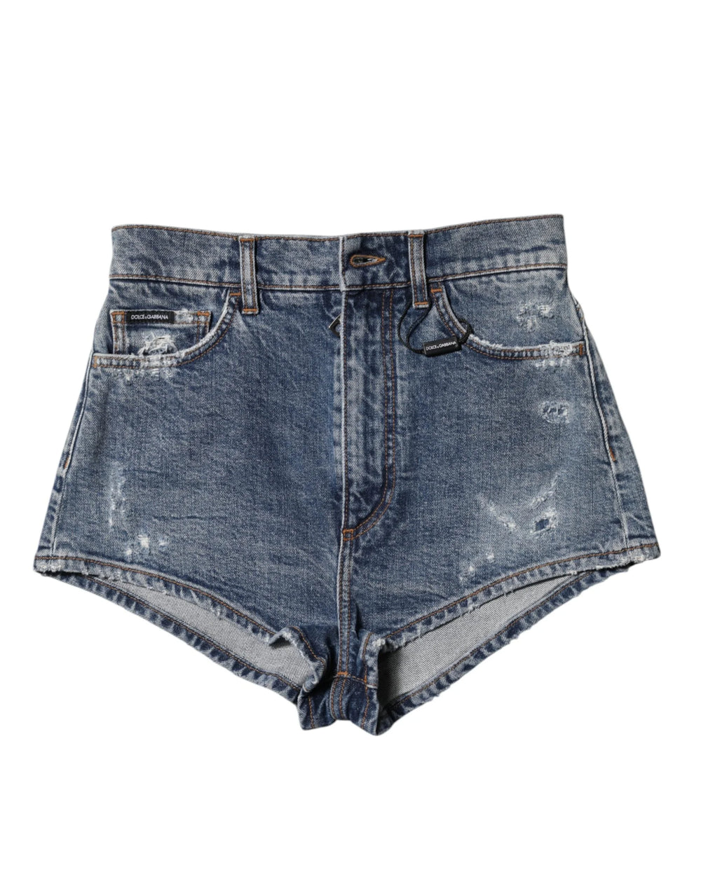 Dolce & Gabbana Blue Tattered Denim Cotton Hot Pants Shorts - IT40|S - Denim Shorts