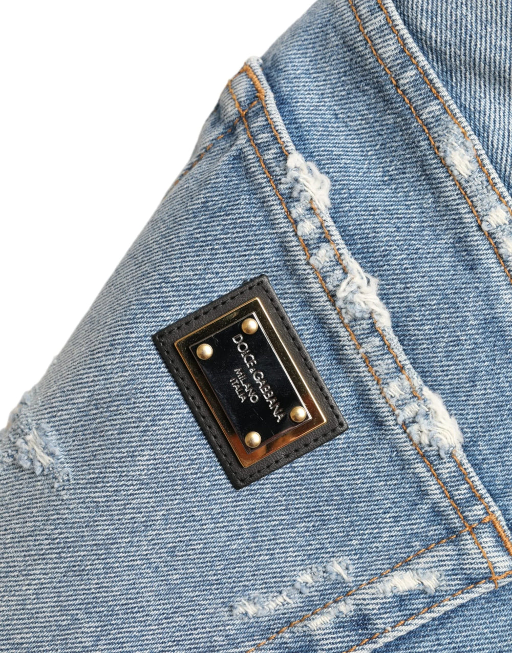 Dolce & Gabbana Blue Tattered Embellished Bermuda Shorts - IT40|S - Bermudas