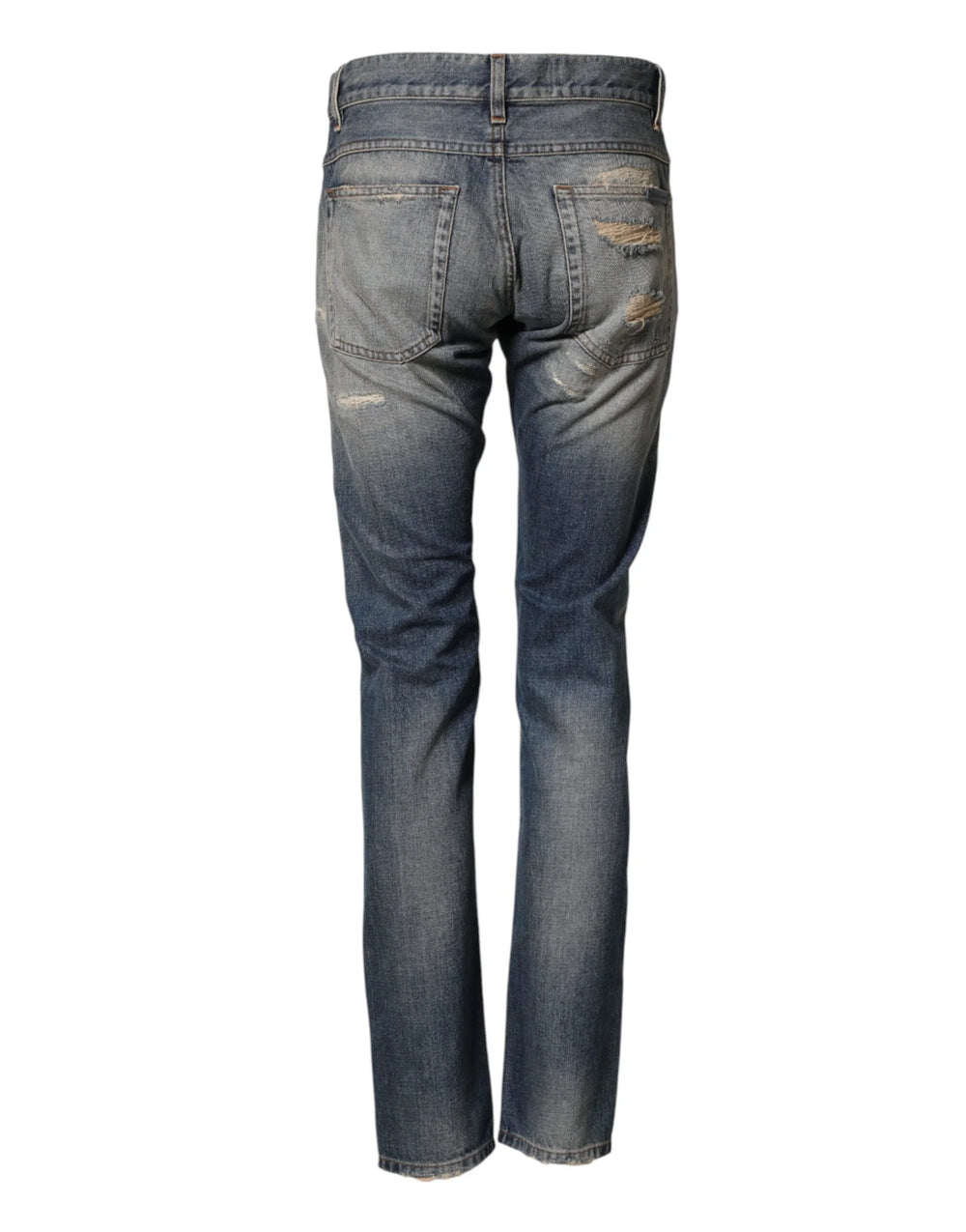 Dolce & Gabbana Blue Tattered Men Skinny Denim Trouser Jeans - IT44 | XS
