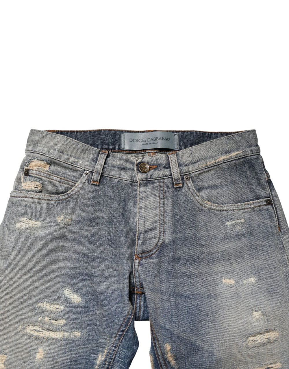 Dolce & Gabbana Blue Tattered Men Skinny Denim Trouser Jeans - IT44 | XS